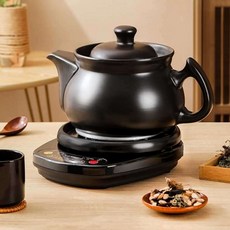 약탕기 전기 한약 다리는 주전자 세라믹 티포트 인삼, A6.5L 냄비 + 블랙 베이스