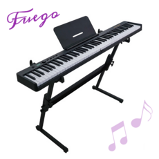 쁘에고 88건반 접이식피아노 전자 디지털 피아노 건반 키보드 입문용 휴대용 가정용 연습용, 5. 실전용 (블랙) + 거치대