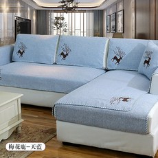 쇼파패드 여름시즌 소파패드 사계절 통용 코튼린넨 무명천 린넨 편직 미끄럼방지 단색 원목 조립세트 123, C08-90*90cm