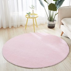 원형 러그 부드러운 원룸 미니 라운드 카펫 애완동물 카페트, 분홍 + 직경 80cm 원형 [특별 할인]