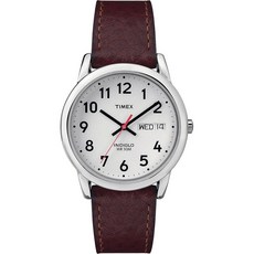 손목시계 Timex 타이맥스 타임맥스 Easy Reader 남성용 가죽 손목시계 Core Reader 블랙/실버 톤/화이트