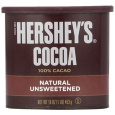 HERSHEY'S Natural Unsweetened 100% Cocoa Baking/Bevera 허쉬 천연 무가당 100% 코코아 베이킹/음료 프리 16온스 캔(3팩), 453g, 3개