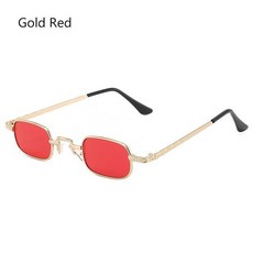 편광 변색 레트로 여성 금속 프레임 여행 펑크 선글라스 작은 직사각형 UV400 보호 음영, 06 Gold Red, 1개
