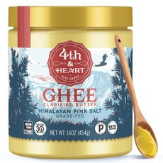 4th & Heart 히말라야 핑크 솔트 그래스 페드 기 버터 9oz 255g 키토 (A25629-35), 1파운드(1팩)