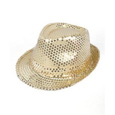 AK TRADING CO. Fashionable 유니섹스 Sequined 페도라 모자 - 골드 AK TRAD