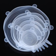 니플 적응형 실리콘 뚜껑 커버 식품 접시 캡 캔 주방 용 스트레치 세트당 6 개, 02 round white