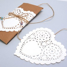 탑키드 도일리페이퍼 하트 (크기선택 100매) 선물 포장용품, 100매입, 화이트(14cm)