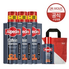 [알페신] [롯데단독구성] 카페인 샴푸 C1 (모발 강화) 375ml x3 + 75ml