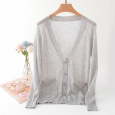 생활도움 20S/S 슬림 캐시미어 니트 카디건 페이크 울 숏 박시 브이넥 긴팔 선레이어