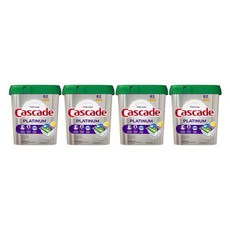 4개 Cascade 캐스케이드 레몬 향 플래티넘 액션팩 식기 세척기 세제 34.5 oz 62개입 총 248개입