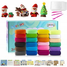 영국직배송 Air Dry Clay 24 색상 24피스 모델링 클레이 키트 매직 클레이 3공구 및 설명서 컬러 박스, 단일옵션