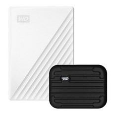 WD My Passport 휴대용 외장하드 + 파우치, 1TB, 화이트