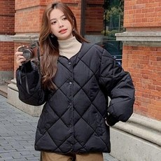 기타 라운드 자켓 패딩 다이아몬트 경량 겨울패딩 퀄팅