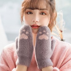 지저스 니트벙어리장갑 가방 가리키다 여성 큐트 두터운 융털 보온 학생 가을 계절 승차 캐릭터장갑