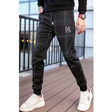 구쯔뱅 추동유러피언패션간지 WY줄무늬격자 간지핏 두툼 9부 바지