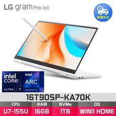 LG전자 그램 프로360 16T90SP-KA70K + WIN11설치모델로 출고됩니다., WIN11 Home, 16GB, 1TB, 화이트