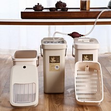 정수기 물받이통 물통 펌프 다도 배수통 폐수 에어컨 가정용, 7L 푸시 커버 (베이지색) 일반 공, 1개