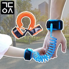 간단 미아방지 손목 밴드 스프링 줄 스트랩 미아 방지끈 팔찌 안전 하네스 아기 안전 고리, 2-2. 고급형 1.5미터 블루, 1개