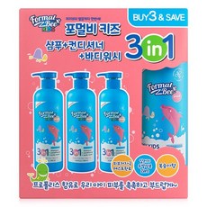 포멀비 키즈 3in1 유아 올인원 샴푸+컨디셔너+바디워시 500ml 3개입 세트 복숭아향