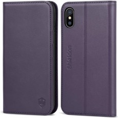 SHIELDON iPhone Xs Max 케이스 자동 슬립 웨이크 킥 스탠드가 장착 된 정품 가죽 iPhone Xs Max 마그네