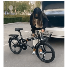 접이식 자전거 카본 미니벨로 출퇴근 여성용 초경량, 단속 스포크 휠 블랙 20인치
