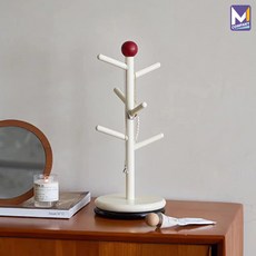 M컴퍼니 주방컵걸이 싱크대 컵걸이 주방 컵꽂이 카페 컵거치대 미니 컵건조대 인테리어 컵트리 머그컵걸이 머그컵꽂이 베이지 케이든 [DN47330U], 1개, 베이지(포인트 레드&블랙)