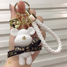 올리브파티 곰돌이 니트 베어 키링 열쇠고리, 화이트, 1개
