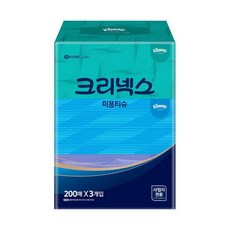 클래식 미용티슈 200매 x 3개 1팩 각티슈 화장지 휴지 크리넥스
