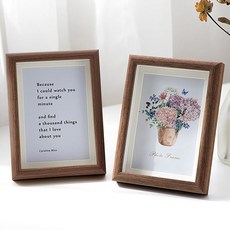 소빙 탁상벽걸이겸용 우드 프레임 사진 액자 4X6 2P 브라운 상장거치대 입체초음파액자