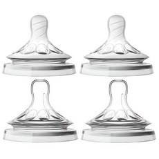 필립스 아벤트 내추럴 젖꼭지 중간 유량 + 빠른 유량 4팩, One Color, One Size