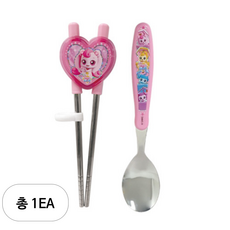 르번 국산 캐치티니핑2 스푼 양손 교정 젓가락 세트, 혼합색상, 1세트