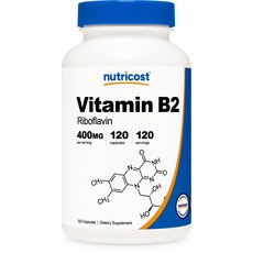 뉴트리코스트 비타민 B2 리보플라빈 400mg 캡슐 글루텐 프리, 120개입, 1개