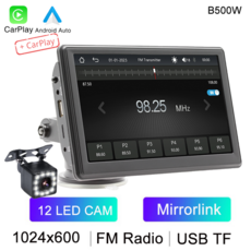 BQCC 7 인치 HD IPS 스크린 휴대용 자동차 MP5 플레이어 미러링크 무선 카플레이 안드로이드 자동 BT FM 자동차 스테레오 USB 와이파이 차량 라디오, 2) B500W 12LED