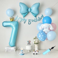연지마켓 시나모롤 산리오 생일풍선 파티세트, 블루실속숫자(7) 블루실속숫자(7)