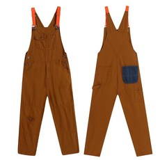 멜빵바지 남자 여자 브라운 비탄성 빅사이즈 점프수트 작업복 배색 빅사이즈 5XL 6XL