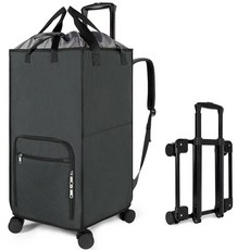 Bukere 엑스트라 라지 3 in 1 바퀴 달린 롤링 세탁 백팩 가방 90L 독립형 바구니 탈착식 카트가 있는 접이식 대학 기숙사 아파트 세탁실용