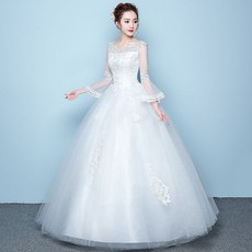 자수 플라워 셀프웨딩드레스 쉬폰 시스루 드레스