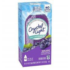 Crystal Light 크리스탈라이트 슈가프리 포도맛 에너지 드링크 믹스 1.1 Oz(31.8g) 12팩 에이드 분말, 3.18g, 10개입, 12개