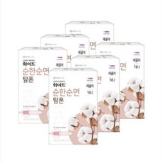 화이트 순한순면 탐폰 레귤러 16개x6팩 하늘담아, 16개입, 6개