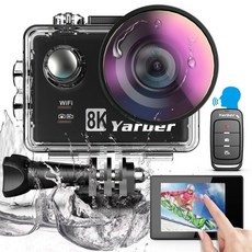 액션캠 Yarber 8K WIFI 액션 카메라 4K 60fps 20MP HD 40M 방수 액션 캠 APP 원격 제어 오토바이 헬멧 스포, 01 Standard_01 CN