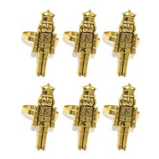 6pcs 크리스마스 냅킨 링 금속 호두까기 인형 냅킨 버클 홀더 테이블 장식, 3