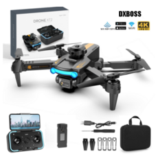DXBOSS 4K 듀얼카메라 접이식 드론 30분 비행시간 가능 자동 장애 회피 기능/수납백 포함/한국어+영어 설명서, 블랙 드론+수납 파우치