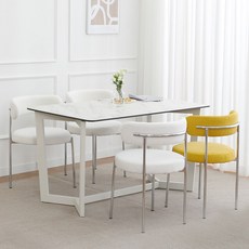 바네스데코 시렌즈 이탈리아 이태리 양면 세라믹 1300 4인 웰본 식탁세트 (의자 포함), 비스코토(아이스칼도), 옐로우2+헤링본2