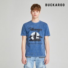 버커루 BUCKAROO 남성 20수 스노우워싱 라운드 티셔츠 B202TS110P