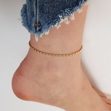 다주드 / 14k 골드 도금 실버 타원 볼 체인 은 발찌