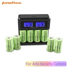 Powtree CR123A RCR 123 ICR 16340 배터리 Arlo 보안 카메라 L70 용 2800mAh 3.7V 리튬 이온 충전지, 8Charge, 1개입