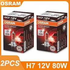 OSRAM 오리지널 슈퍼 브라이트 오프로드 차량 할로겐 헤드라이트 자동차 전구 OEM H7 12V 80W 62261SBP, 05 H7 12V 80W 2Pcs