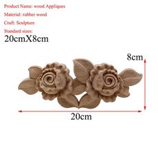 Vzlx 새로운 꽃 나무 조각 가구 캐비닛에 대 한 자연 나무 골동품 unpainted 나무 몰딩 데 칼 장식 입상, 08 20cmX8cm