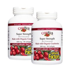 내추럴팩터스 크랜리치 슈퍼 스트렝스 크랜베리 추출물 소프트젤 Natural Factors CherryRich, 2개, 90정