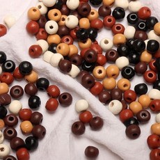DAHI 1000피스 8mm 빈티지 나무 비즈 컬러 천연 나무 원형 비즈 나무 비즈 공예 DIY 주얼리 제작용 구멍 포함(8mm), 1개